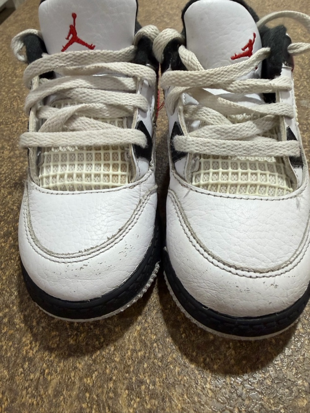 Jordan Kids White Black Sneakers with Red Logo